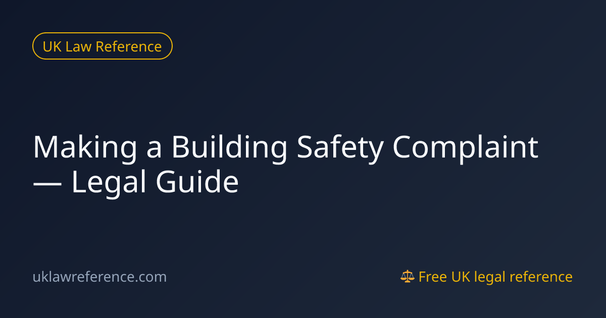 Making a Building Safety Complaint — Legal Guide