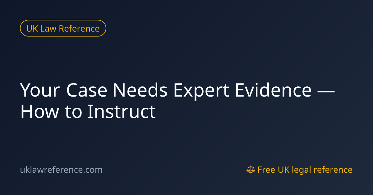Your Case Needs Expert Evidence — How to Instruct